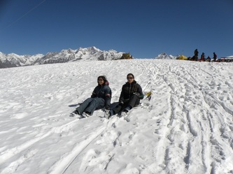 Couple enjoying snow in Rohtang Pass
